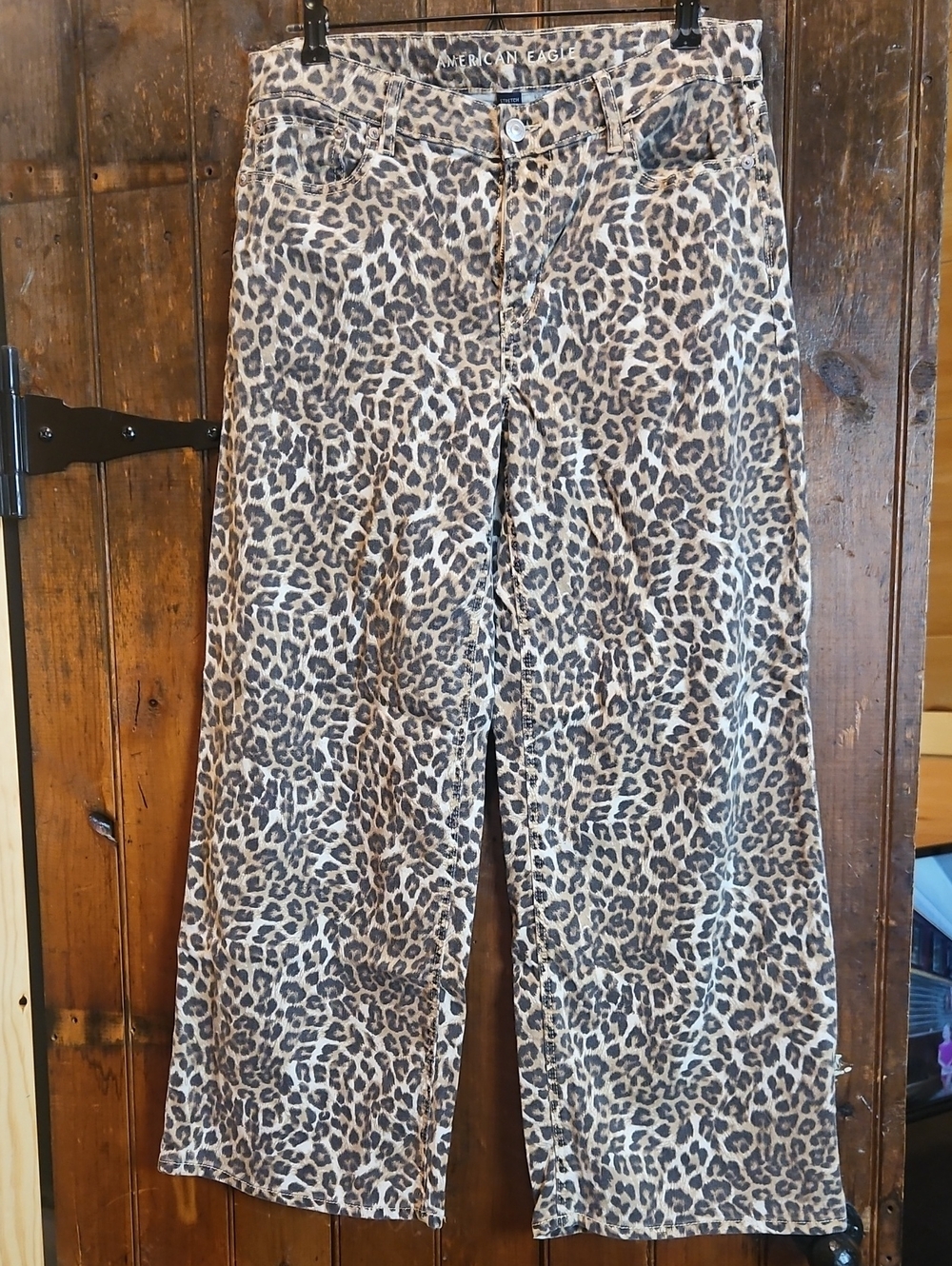 American Eagle Outfitters Leopard Print Wide Leg Low Rise Jeans - Brown/Black